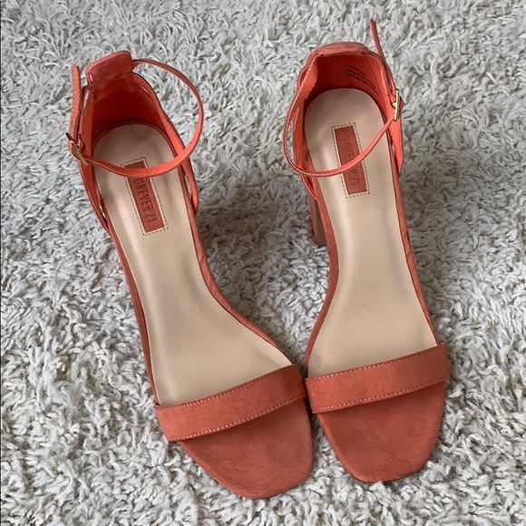 Coral suede strappy block heel sandals - Picture 2 of 6